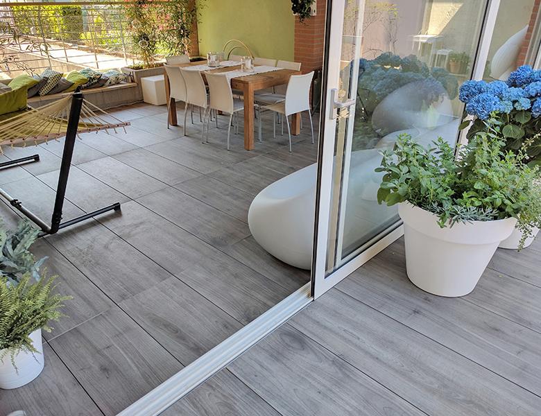 Pavimenti in pietra sinterizzata OUTDOOR WOOD 2 CM HArena Holz Grigio 40x120x2 cm