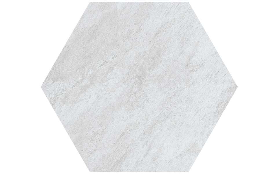 Pietra sinterizzata Stone Gres Esagono Quarzite Bianca